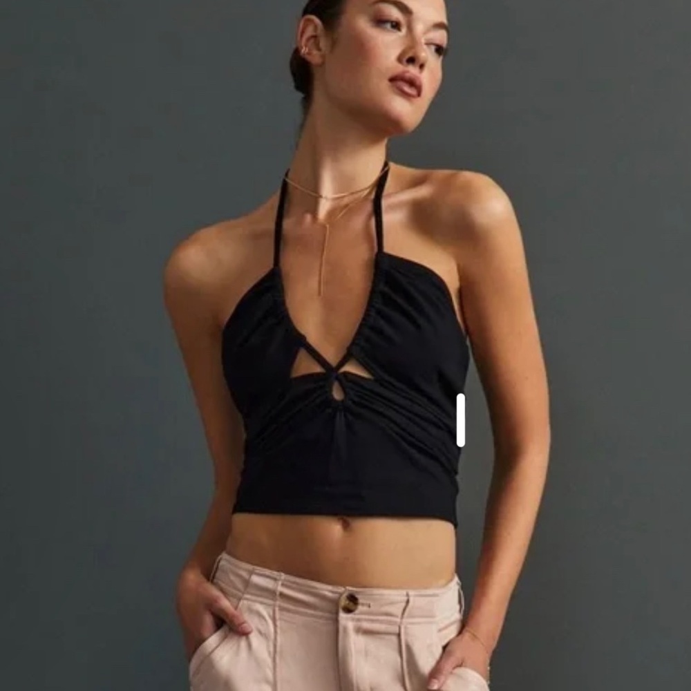 NWT Anthropologie Cotton Blend Tube Top W/ Ruching & Peek-a-boo Size XL